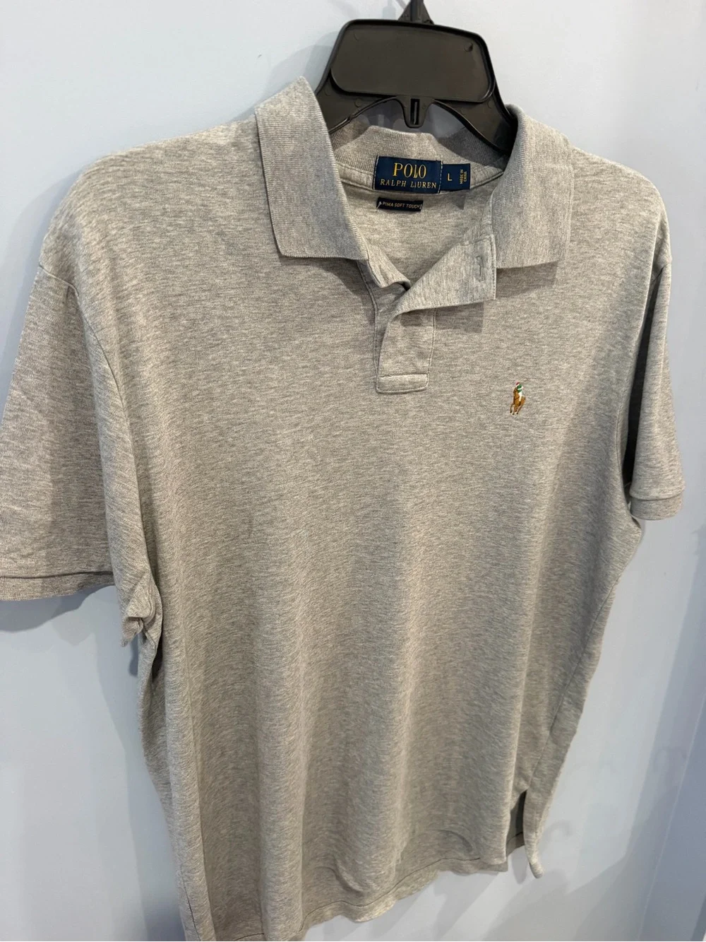 Polo Ralph Lauren Men's Size L Grey Heather Pima Soft Touch Polo